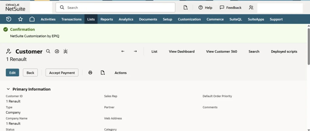 NetSuite Custom Messages on NetSuite Records